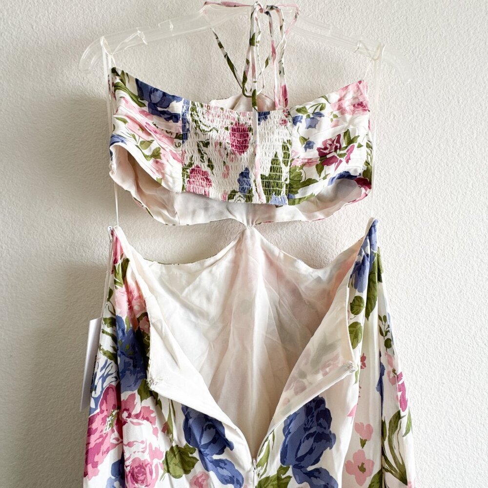Reformation Riya Floral Halter Cutout Midi Dress NWT 10 - Picture 8 of 11